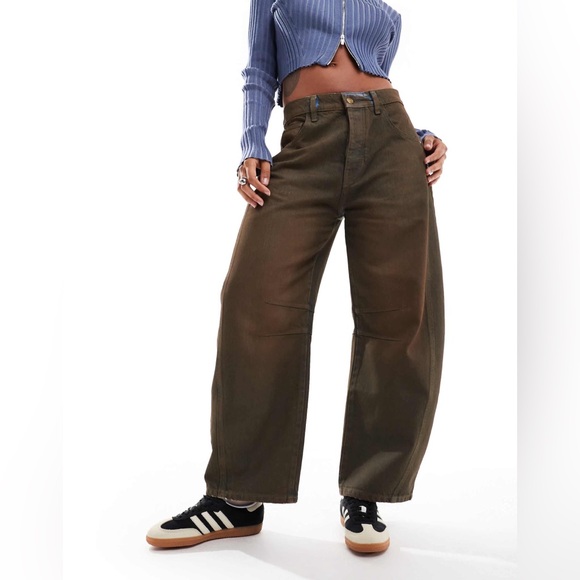 𝓯𝓹 Free People ~ We The Free Good Luck Coated Barrel Jeans - Picture 9 of 12